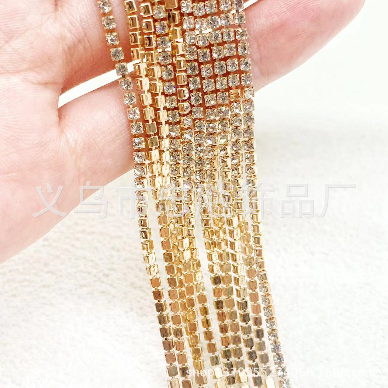 Cadena de garra encriptada de 1.5-4mm, cadena de diamantes de imitación, cadena de garra de cobre, cadena para vestido de novia, cadena para arte de uñas, cadena de encaje DIY hecha a mano para ropa, zapatos y sombreros