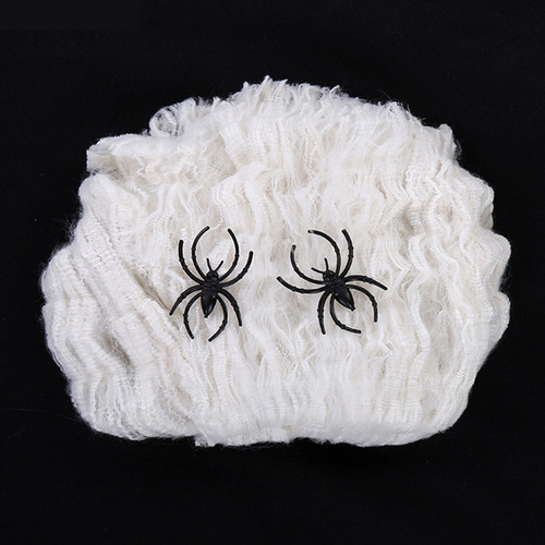 Halloween spider web cotton spider web plastic small spider bar mystery room haunted house outdoor decoration props wholesale cross-border