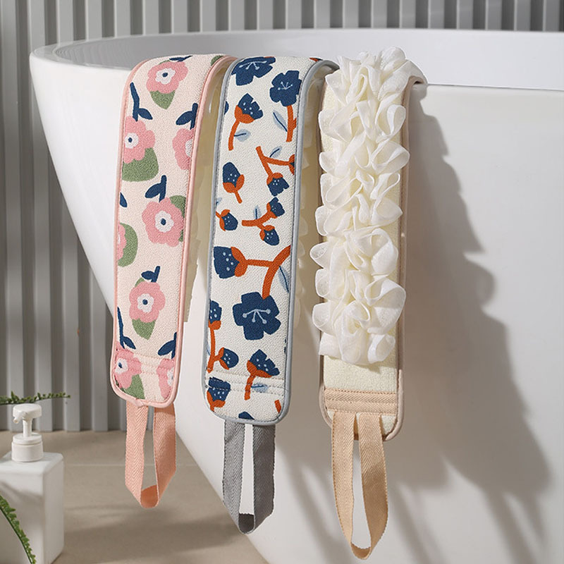 Back scrubbing wash towel, two-in-one wash cloth for washing back, special back scrubber bar, coarse sand long back scrub bar