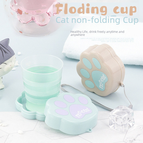 Creative Cat Paws Retractable Cup New Outdoor Sports Water Cup Folding Cup Cartoon Plastic Cup Portable Cup