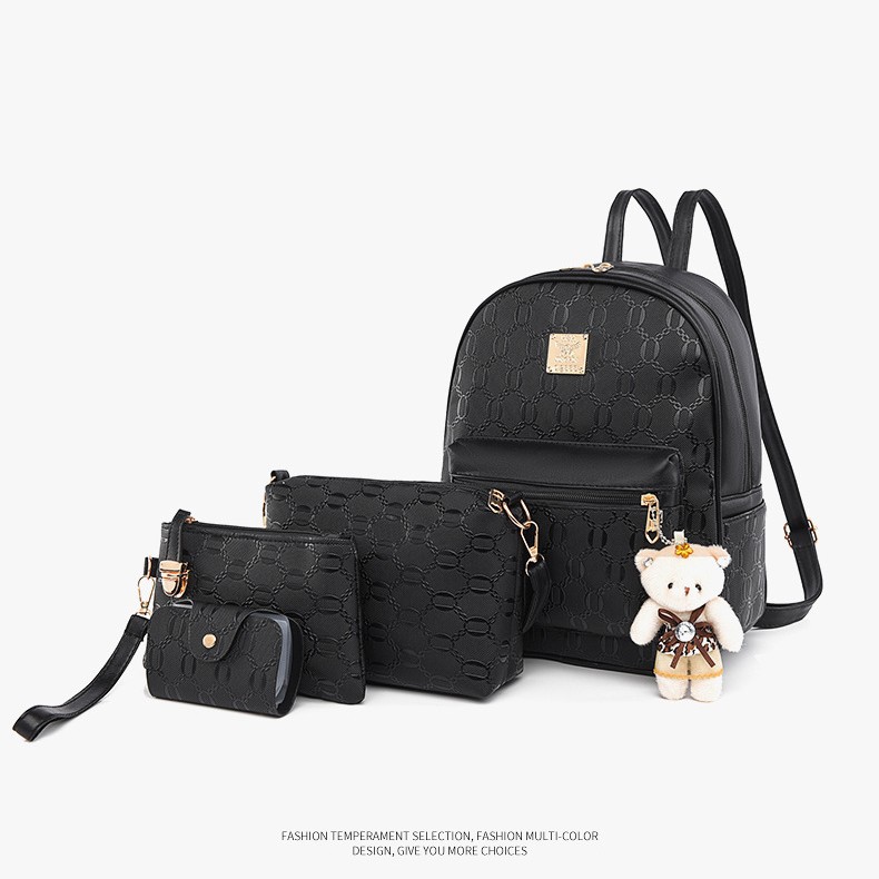 Venta directa de fábrica, juego de cuatro piezas de mochila, bolso tote de gran capacidad estilo europeo y americano, bolso de hombro para mujer, informal y versátil.