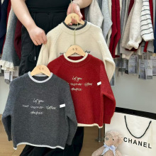 织里2025新款秋冬儿童毛衣男女童时尚字母印花保暖上衣百搭针织衫