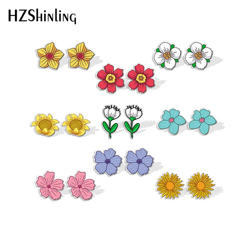 2021 New Spring Flower Stud Earring Daisy Sunflower Acrylic