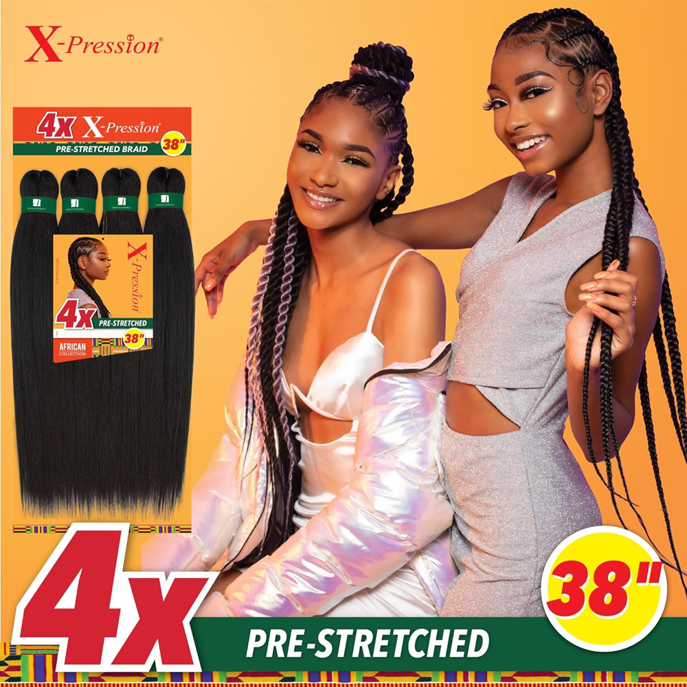 4X pre-estirado EZ trenza cabello EZ trenza sucia cuatro paquetes de cabello trenzado africano peluca trenza