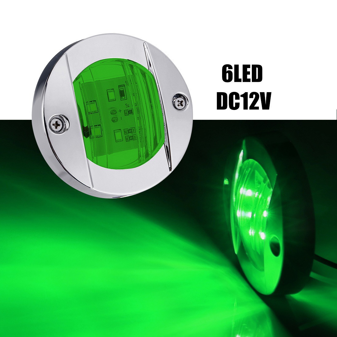 Cross-Border 6Led Round Truck Side Light 12V Round Trailer Trailer Cruise Ship Signal Light 24V Electroplated Truck Side Light