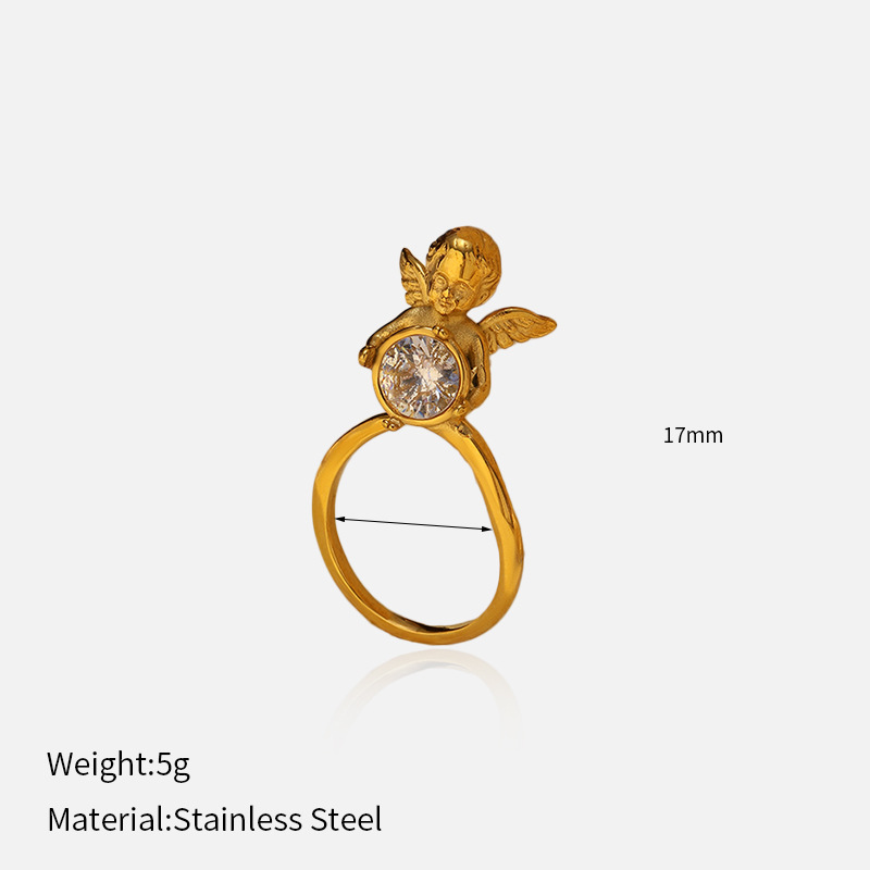 Anillo cerrado de acero titanio transfronterizo europeo y americano de Chenhé Jewelry, chapado en PVD con oro real de 18k, anillo de acero inoxidable que conserva el color, en stock. image 15