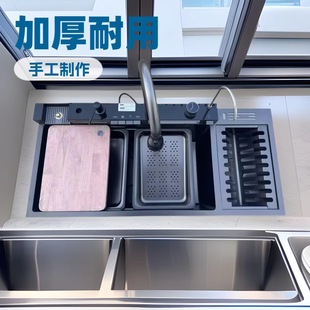 Whale Style Multi-Functional All-In-One Digital Display Faucet Large Single-Slot Dishwashing Sink Kitchen Dish Rack Sink