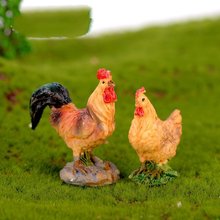 迷你公鸡母鸡鸭子摆件微景观造景装饰农场小动物家禽模型鸡