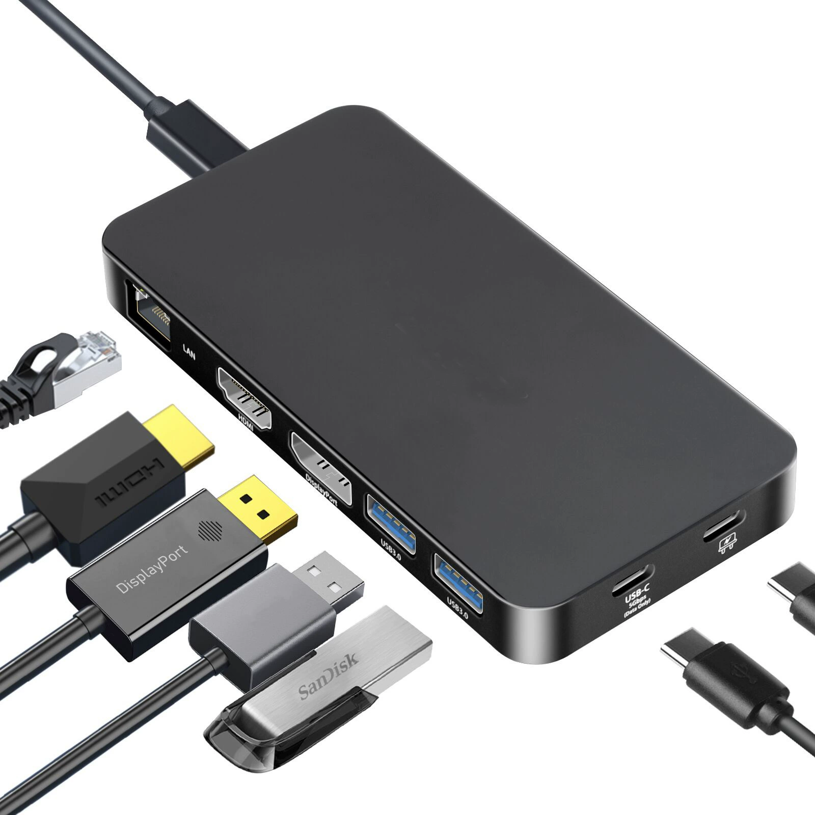 USB-C концентратор многофункциональный док-станция с 4K HD и портами для ноутбука Type-C