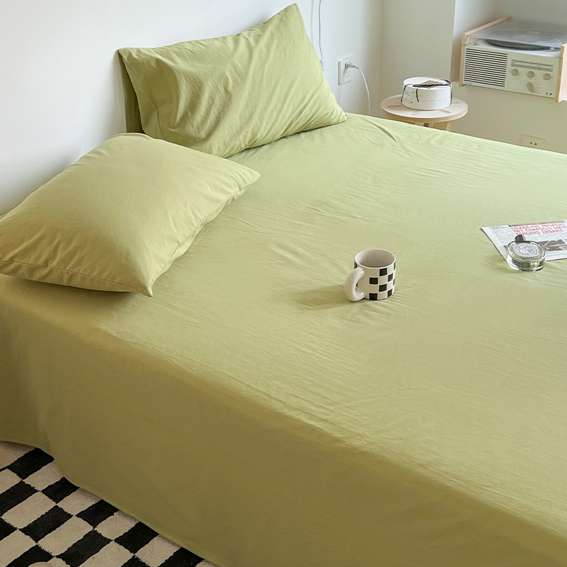 Sábanas de algodón lavado de color sólido de algodón pieza única 100 sábanas de algodón puro para dormir desnudas cama individual dormitorio individual doble traje de tres piezas 3