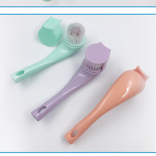 Long handle facial cleansing brush soft hair silicone massage facial cleansing brush exfoliating beauty brush with lid in stock wholesale