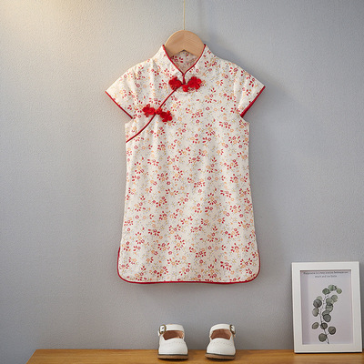 女童旗袍2021夏款童装中国风唐装中小童连衣裙女孩公主裙古风襦裙|ms