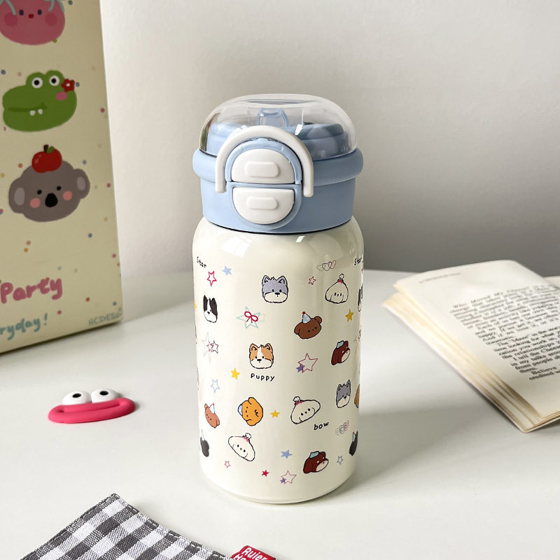 Nuevo taza de agua de doble bebida para niñas de alto valor facial caricatura lindo mangas portátiles para niños taza de agua especial para estudiantes escolares image 9