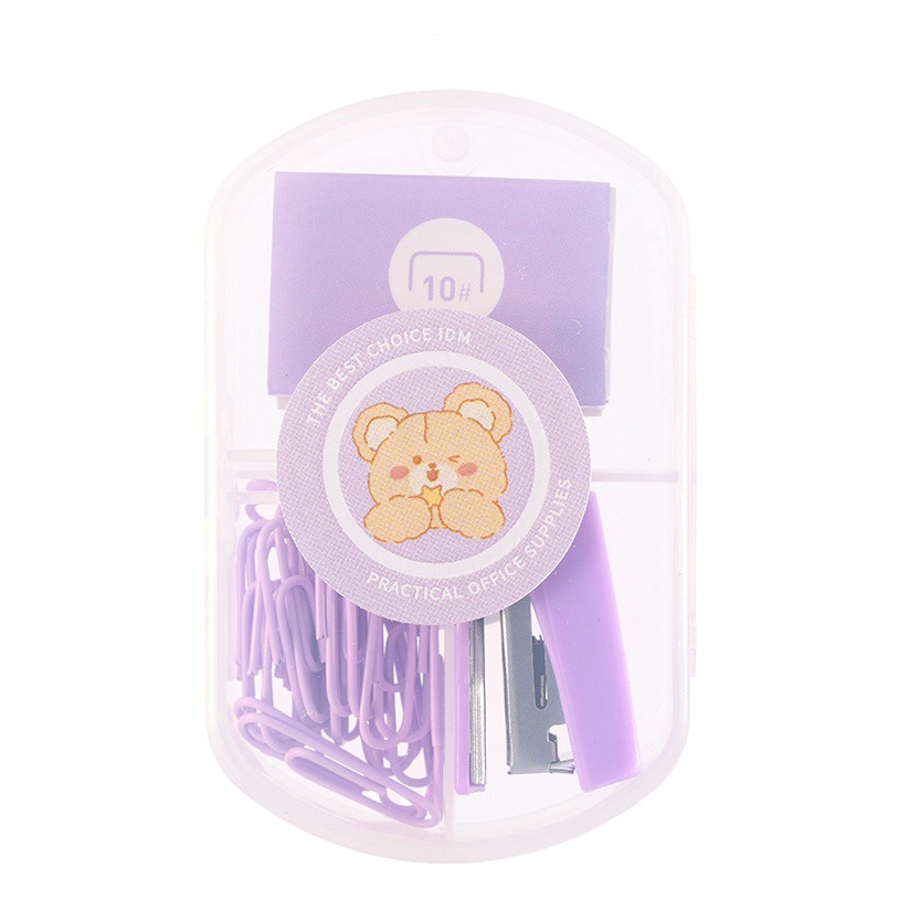 Macaron color mini grapadora estudiante papelería combinación traje lindo grapadora conveniente tamaño pequeño grapadora