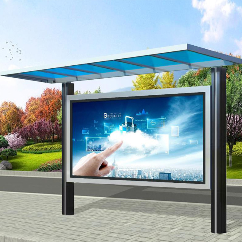 公交站台户外候车亭不锈钢智能候车厅农村城市智慧公交车停靠站