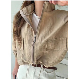 New South Korea Retro Loose Slim Summer Thin Drawstring Tight Waist Jacket