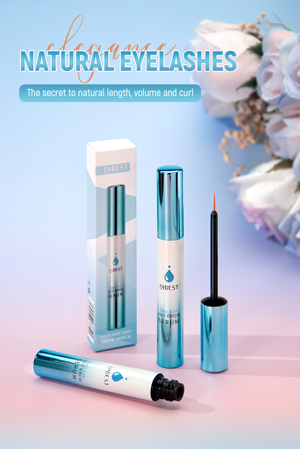QIBEST Cross-border Best-selling Natural Slimming, Thickening, Curling eyelash and Eyebrow Care Liquid Makeup details Picture