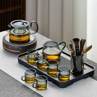 Glass Tea Set Teapot Home Reception Tea Office Boiling Water Teapot Tea Tray Kung Fu Tea Cup