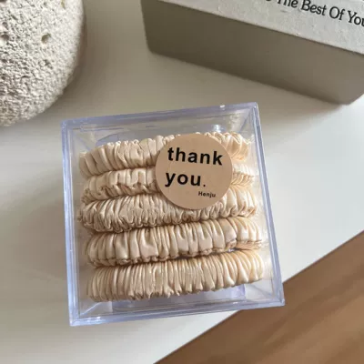 Korean High-Elastic Satin Pleated: Saç üçün rezinlər - 6-champagne-color