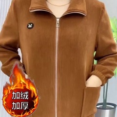 洋気のお母さんの秋冬のベルベットのコートの中で老年の婦人服のカジュアルな短いタイプのコートのおばあさんは秋冬のジャケットを詰めます。