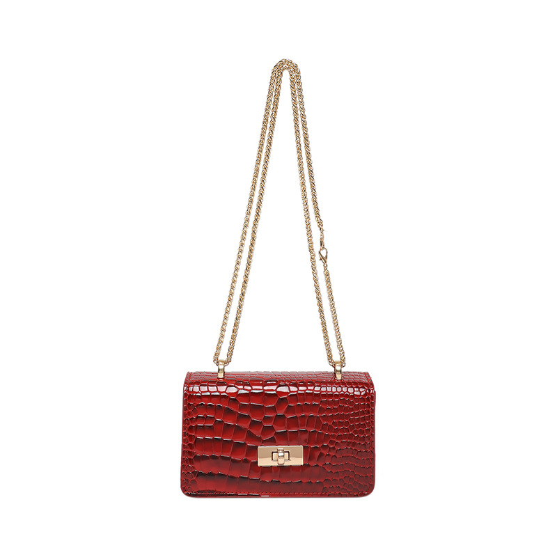 2025 nueva textura de moda cocodrilo primavera esmalte de aire extranjero cadena de cara brillante ocio hombro inclinado bolso pequeño
