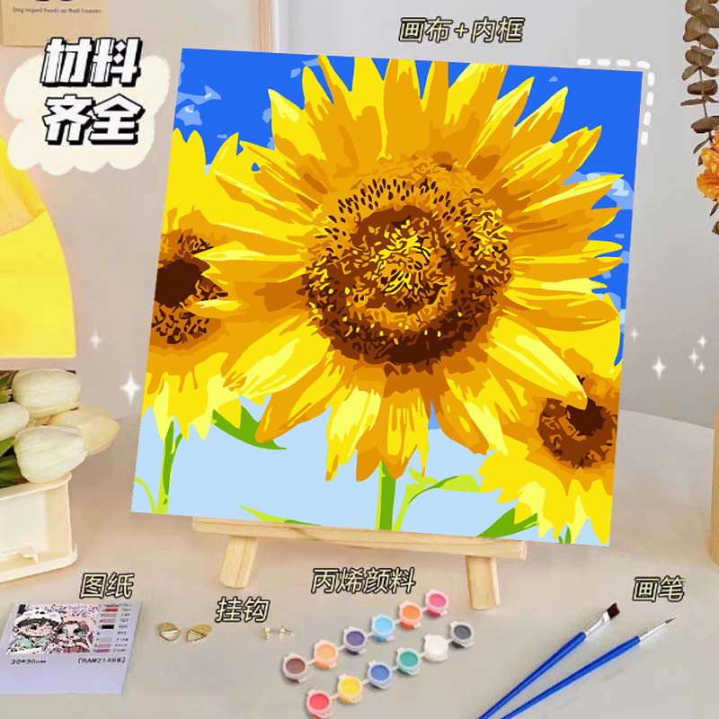 バラのデジタル油絵diy子供の塗り絵の高級感手作りの風景の花の対外貿易の露店の商品|undefined