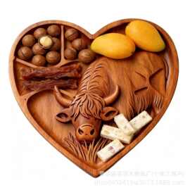 跨境创意Highland Cow Wooden Charcuterie Board高地牛熟食托盘