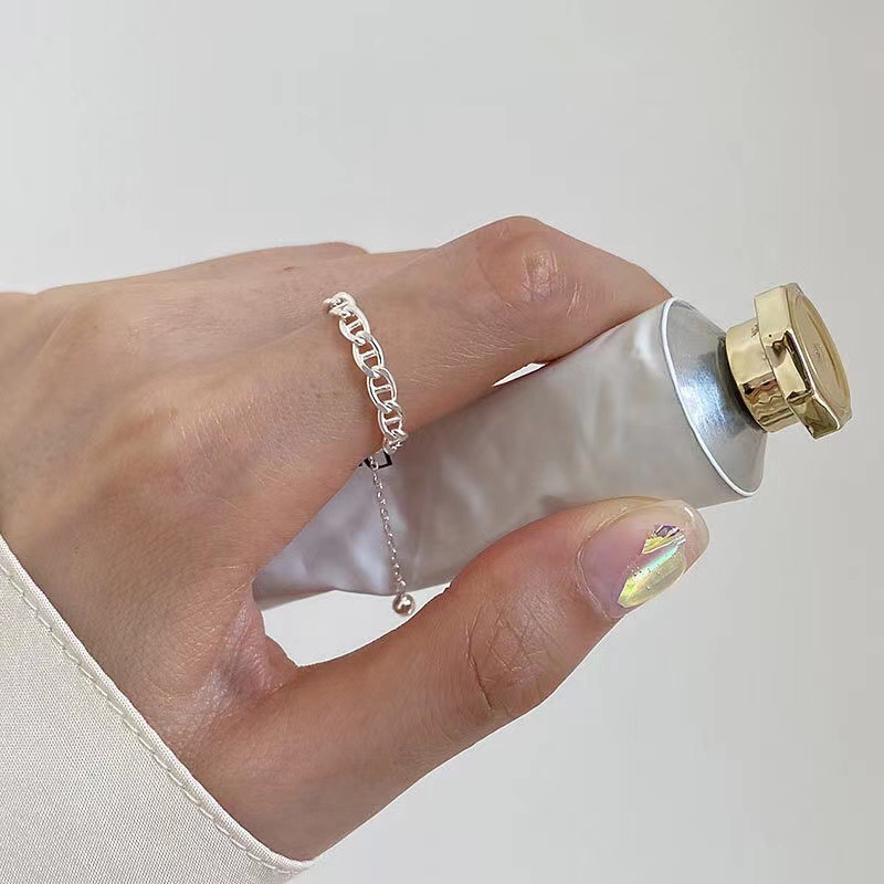 s925 sterling silver pig nose ring female pull adjustable hollow soft chain ring artistic commuter bracelet