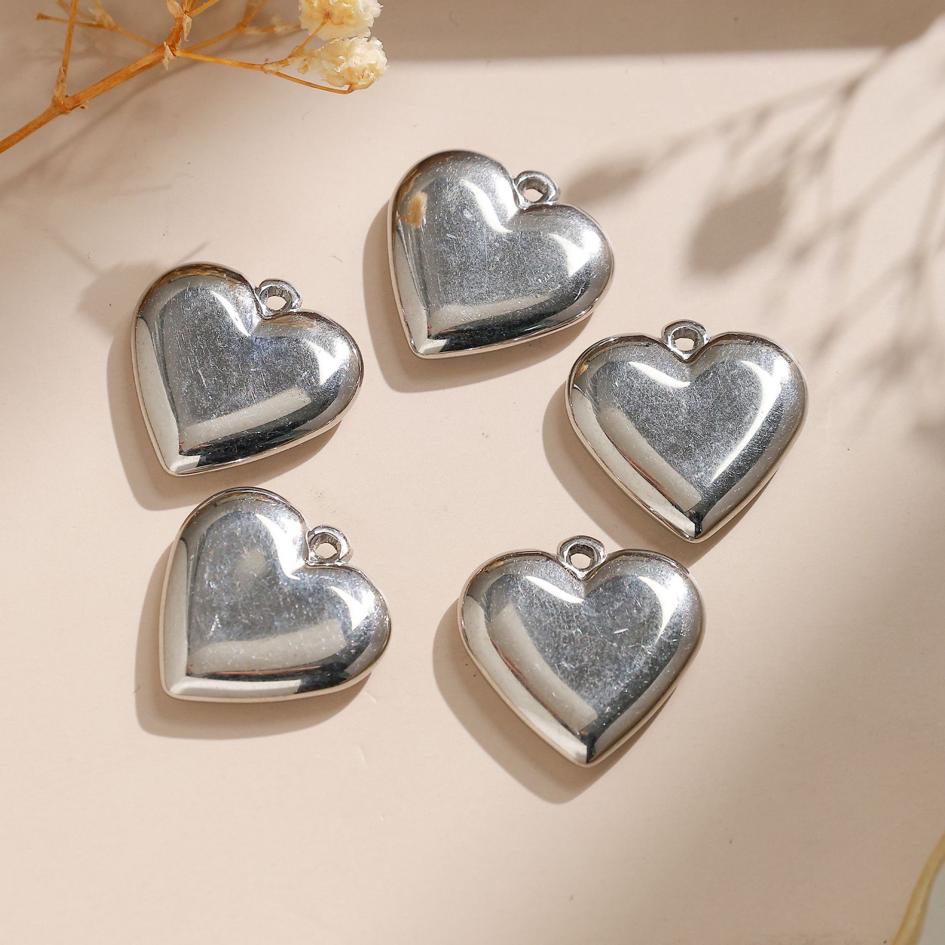 DIY Jewelry Accessories Classification 5 PCS/Package 304 Stainless Steel Heart Shape Pendant
