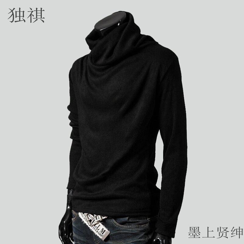 Thin Pile Collar Long Sleeve Base Shirt Men's Autumn Solid Color Personalized All-match Slim-fit Fashionable Handsome Simple High-collar T-shirt Thin Pile Collar Long Sleeve Base Shirt Men's Autumn Solid Color Personalized All-match Slim-fit Fashionable Handsome Simple High-collar T-shirt
