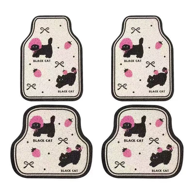 foot mat wholesale, Avtomobil döşəmə paspasları - strawberry-black-cat-5060cm-one-piece-in-the-front-row