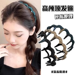 高级感布艺波浪发箍女款碎发整理神器高颅顶头箍带齿防滑洗脸发卡