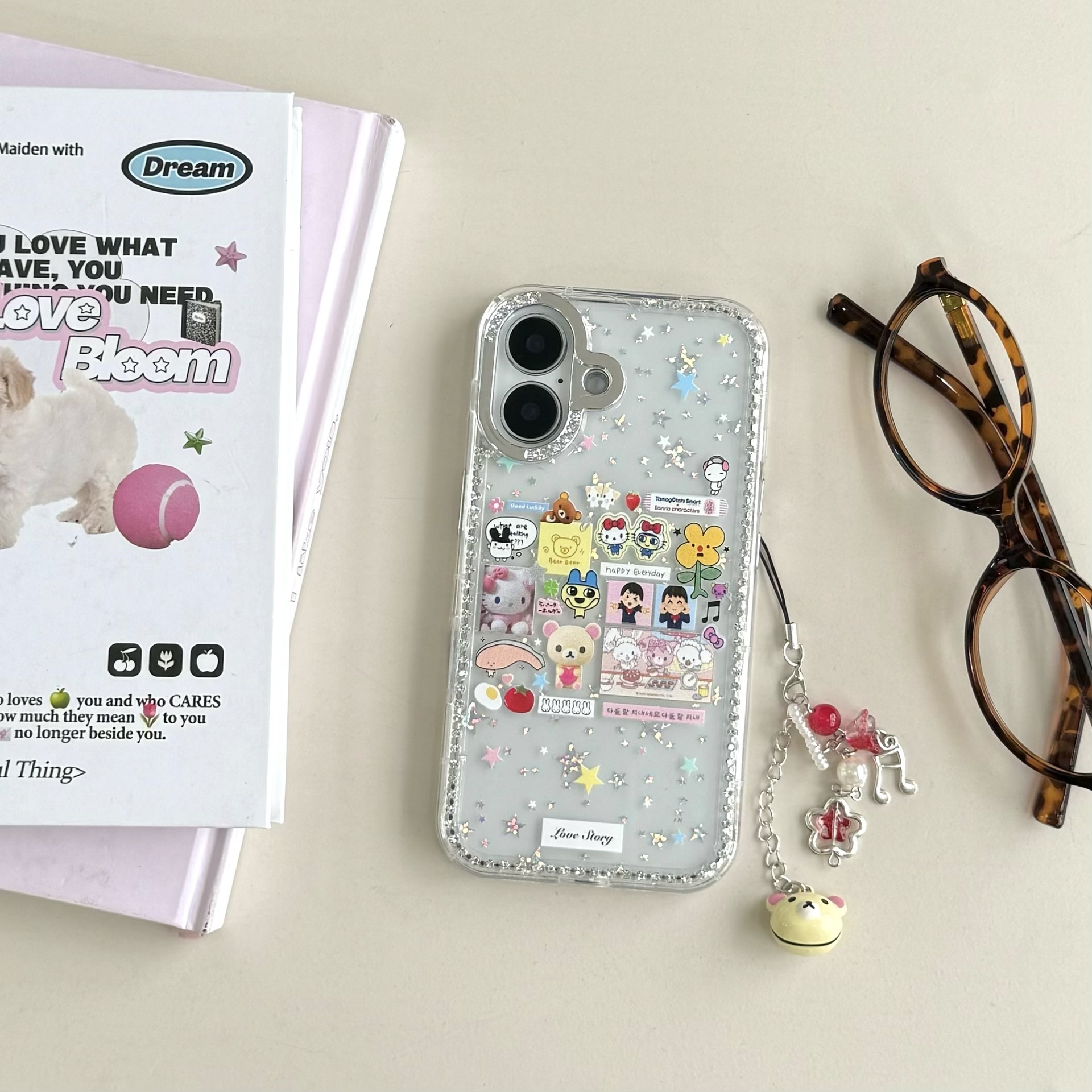 Interesante colección de dibujos animados lindo para iphone16ProMax Flash Diamond 14 Apple 15 funda para teléfono móvil 13 femenino 15PM