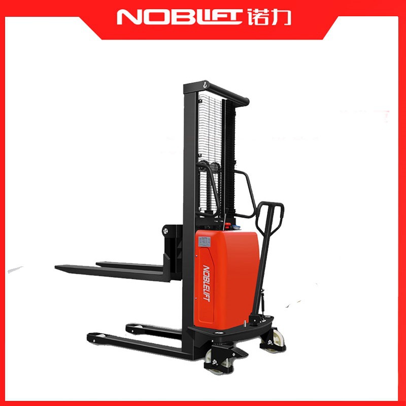 1吨2吨诺力半电动堆高车电升人拖升降叉车电瓶装卸货插车