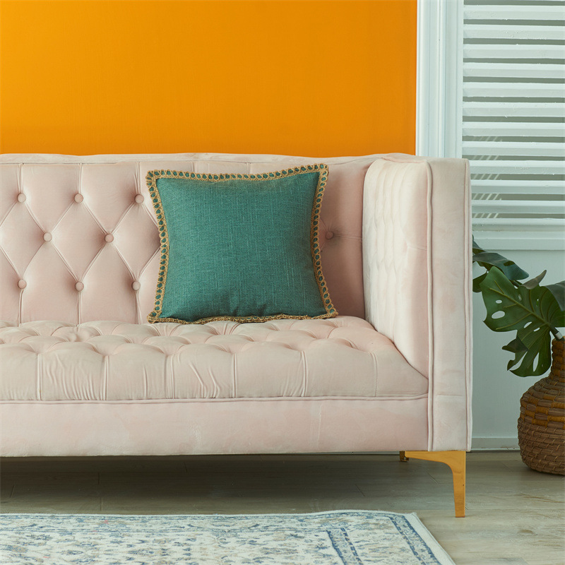 Housse de coussin de canapé décorative tissée en lin de couleur unie simple de style nordique nouvelle taie d'oreiller de décoration pour la maison_voghion.com