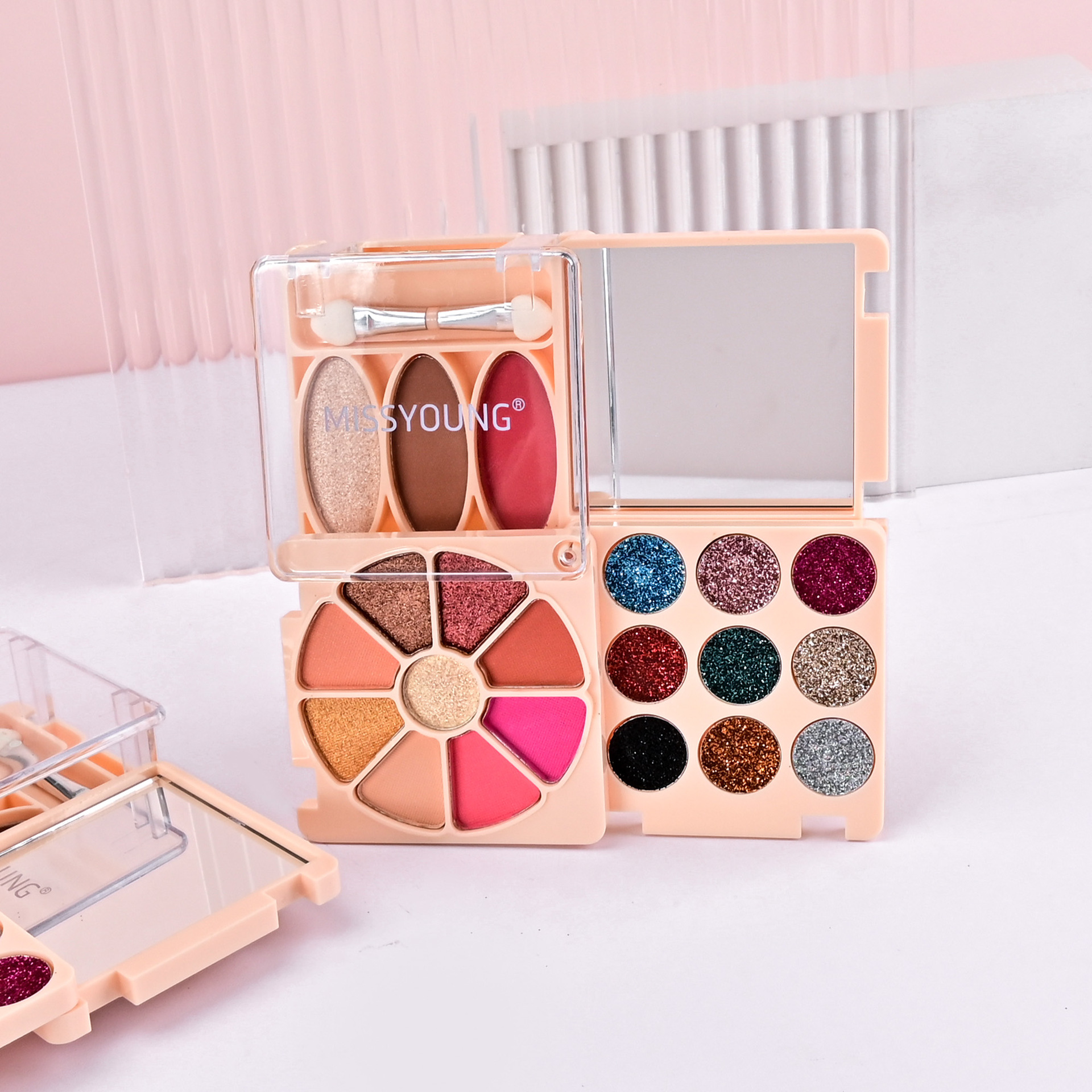 MISS YOUNG's new 21-color eyeshadow palette set, cross-border makeup gift set of Eyeshadow, Blush and glitter undefined