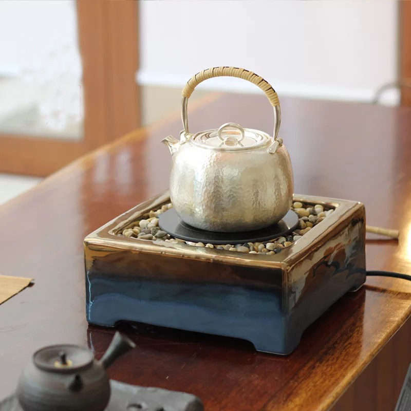 围炉煮茶龙隐斋金银烧电陶炉煮茶茶炉家用静音小型铁壶银壶煮茶器