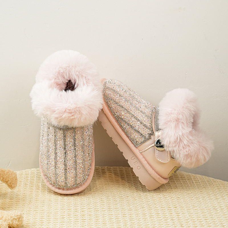 Botas de nieve de niñas 2025 invierno nuevo calentamiento de lana zapatos de algodón de niñas zapatos de lana para niños botas de algodón gruesas