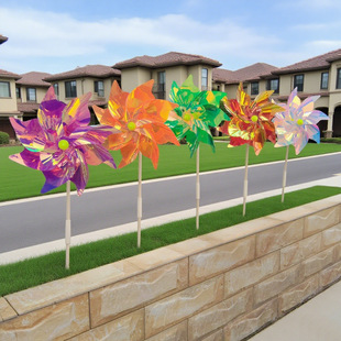 Cross-Border New Product 24cm Wooden Pole Splicing Colorful Windmill Decoration Kindergarten Road Guide Sports Meeting Atmosphere Props Scenic Spot
