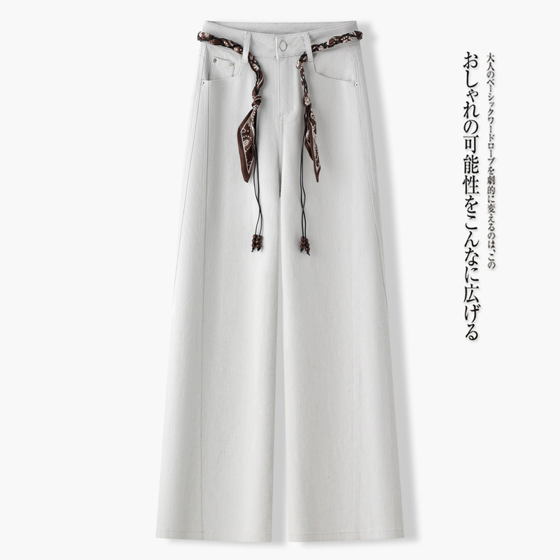 2025新款直筒牛仔裤女春秋季松弛感高腰显瘦美式窄版显高阔腿裤|undefined