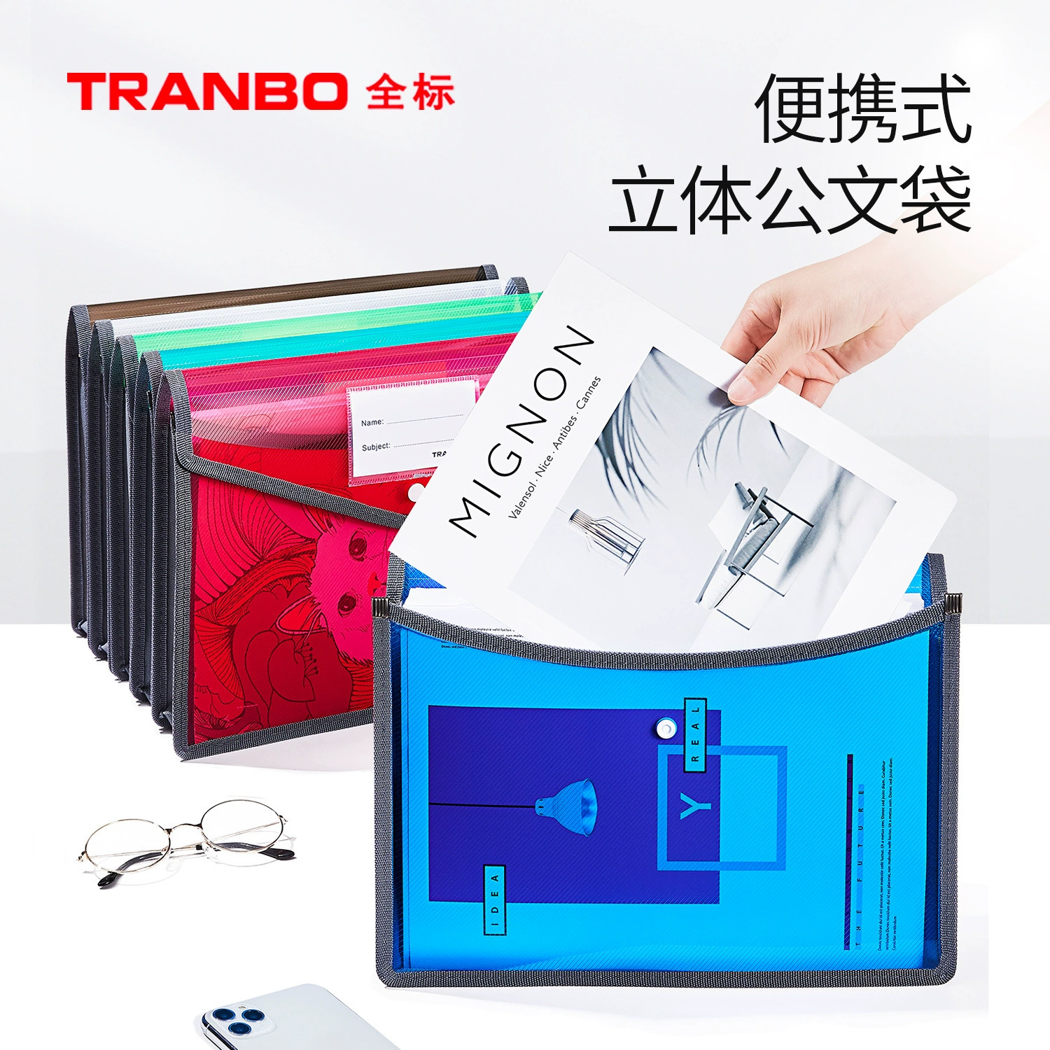 Ручной трехмерный вместительный органайзер для папок Tranbo/