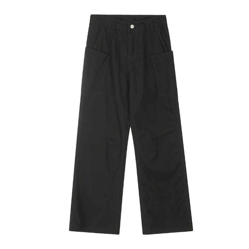 Men's Washed Cargo Pocket Wide Leg Jeans, American High Street Loose Straight Casual Trendy Versatile Denim Pants_mkmklike.com