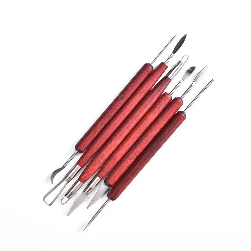 Herramientas de cerámica transfronterizas seis piezas de madera de barro de cerámica DIY herramientas de modelado de escultura cuchillo de corte de embrión cuchillo de barro herramientas de modelado