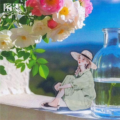 Momo PET White Ink Sticker Book Series for Urban Women's Life 6 kinds of scrapbook decoration materials 