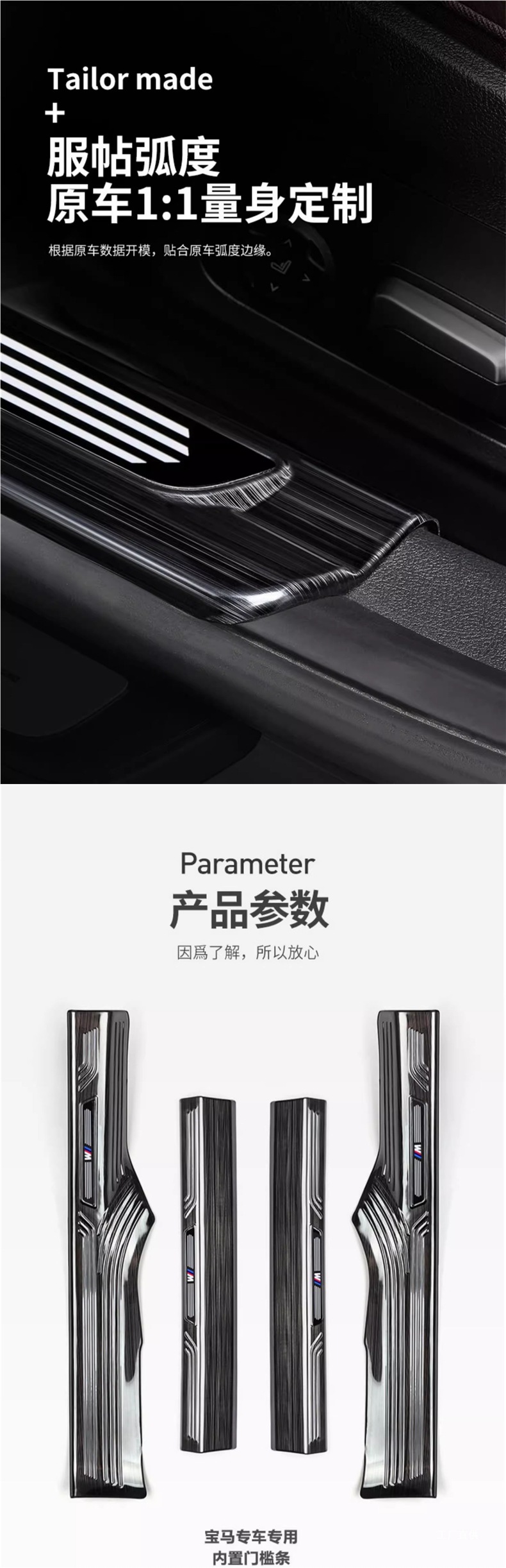 Suitable for Bmw New 5 Series 3 Series Three X12X3X56Gt Door Sill Strip Welcome Pedal Modified Interior Decoration Supplies Peihui