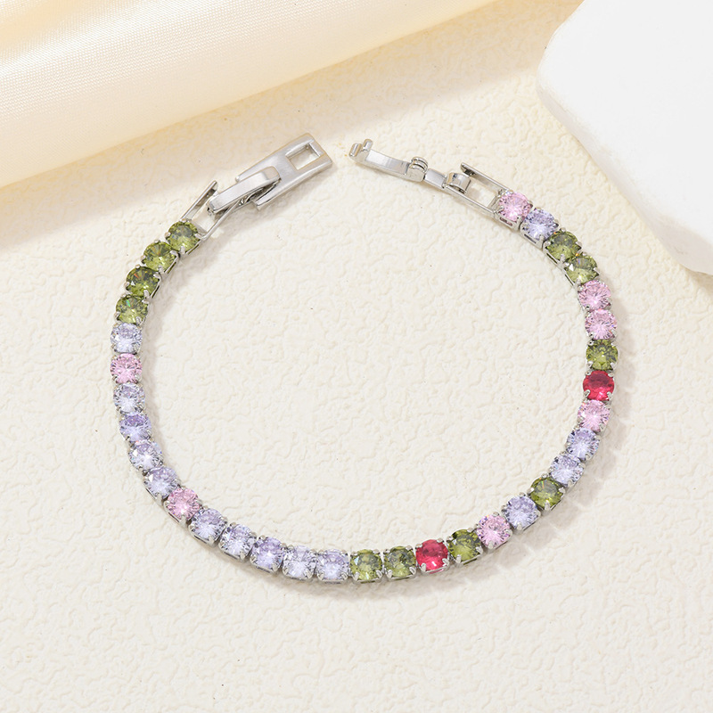 European and American Fashion Stylish Zircon Bracelet 4.0mm Niche Fashion Exquisite Versatile Single Row Hip-Hop Tennis Bracelet