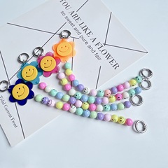 New Beaded DIY Acrylic Smiling Flower Phone Case Chain Creative Smiling Bead Phone Accessory