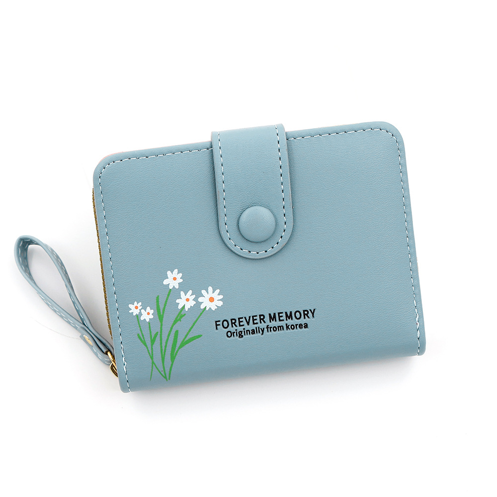 Nuevo cross-border cremallera billetera corta de moda de color sólido impresión multi-tarjeta billetera