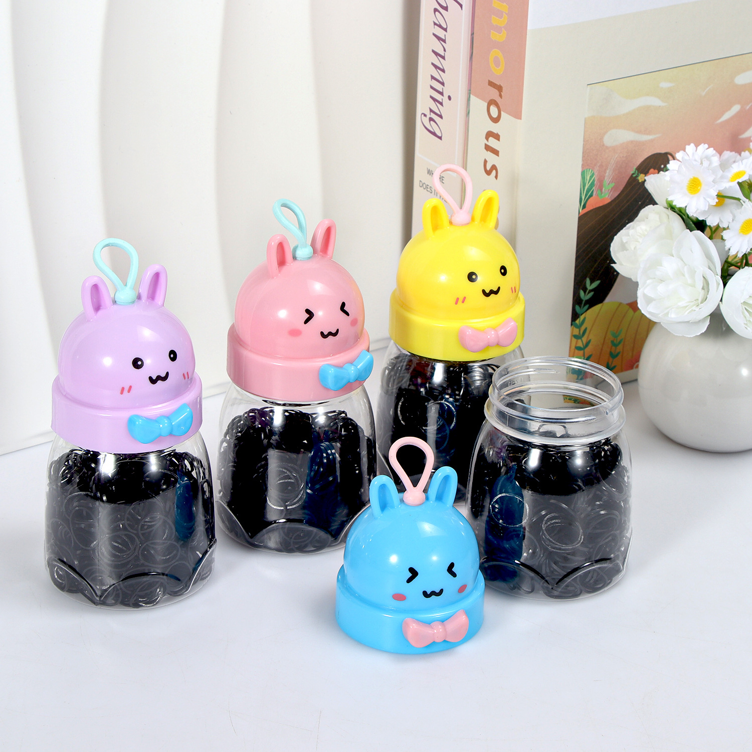 Banda de goma negra para niños, alto valor elástico, duradero, lazo para el cabello, no daña el cabello, anillo para el cabello de goma, accesorios para la cuerda para la cabeza, puesto