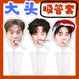 刘宪华 来图大头杯子吸吸乐吸管套奶茶管套水杯防尘盖diy明星周边